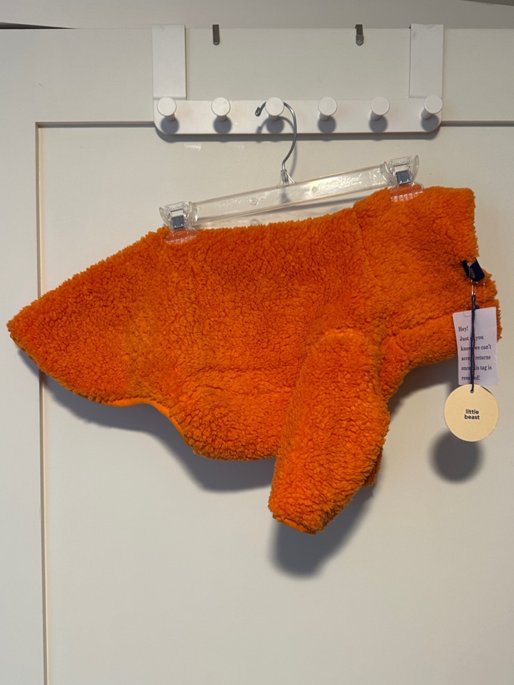Little Beast Orange Sherpa dog Jacket size Large